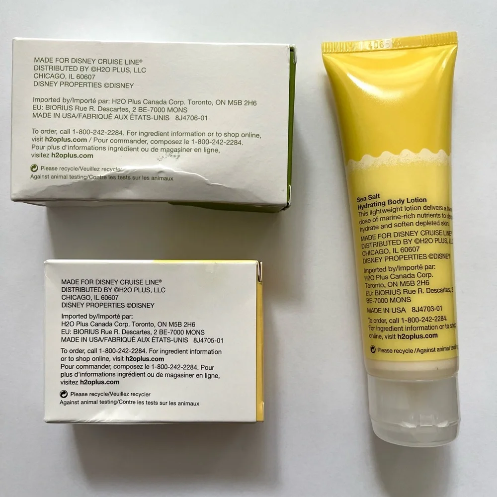 Disney Cruise Line H2O+ Spa Bath And Facial Soap + Body Lotion